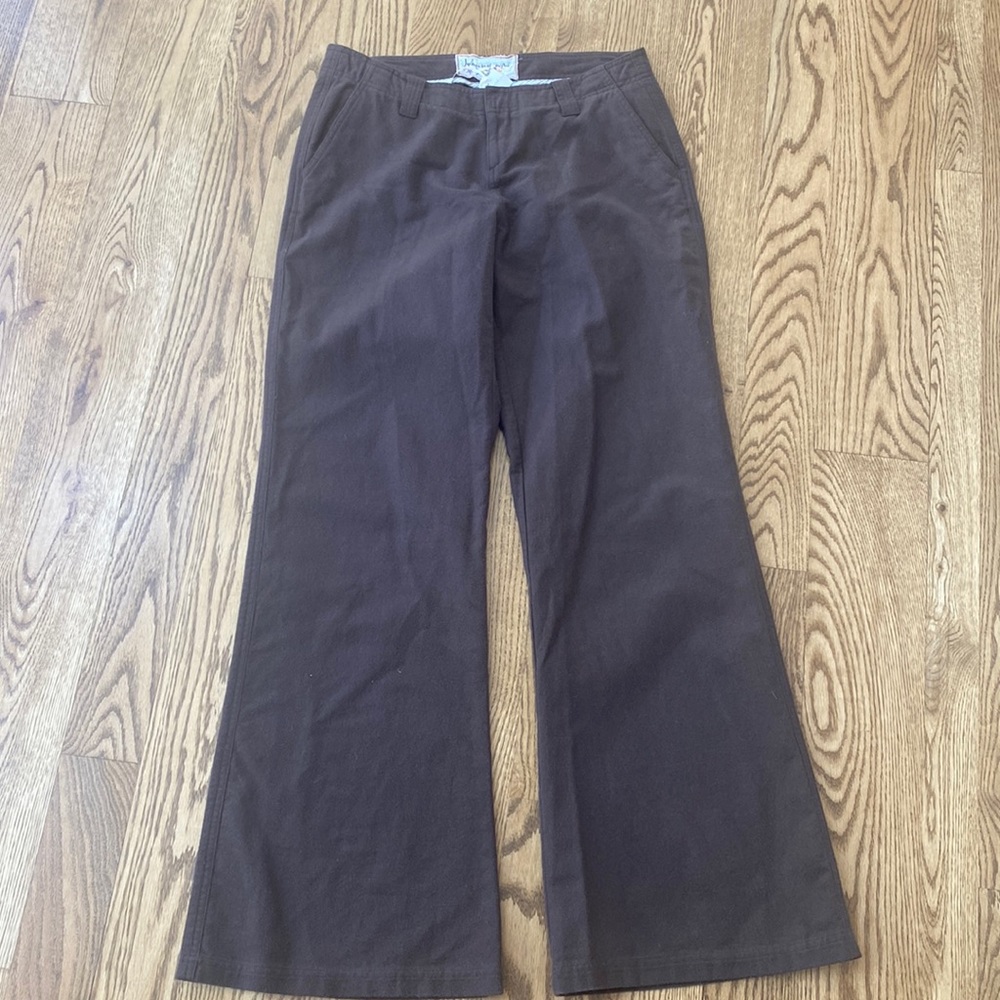 Johnny Was 100% brushed cotton brown soft pant flare leg bell bottom size 10